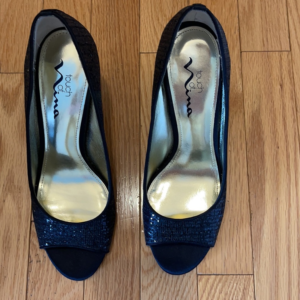 Nina sequinned  sparkle heels pumps size 8 with box